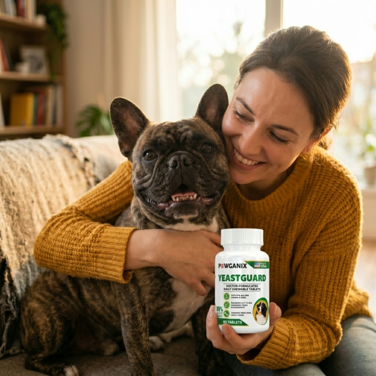 Woman with healthy dog